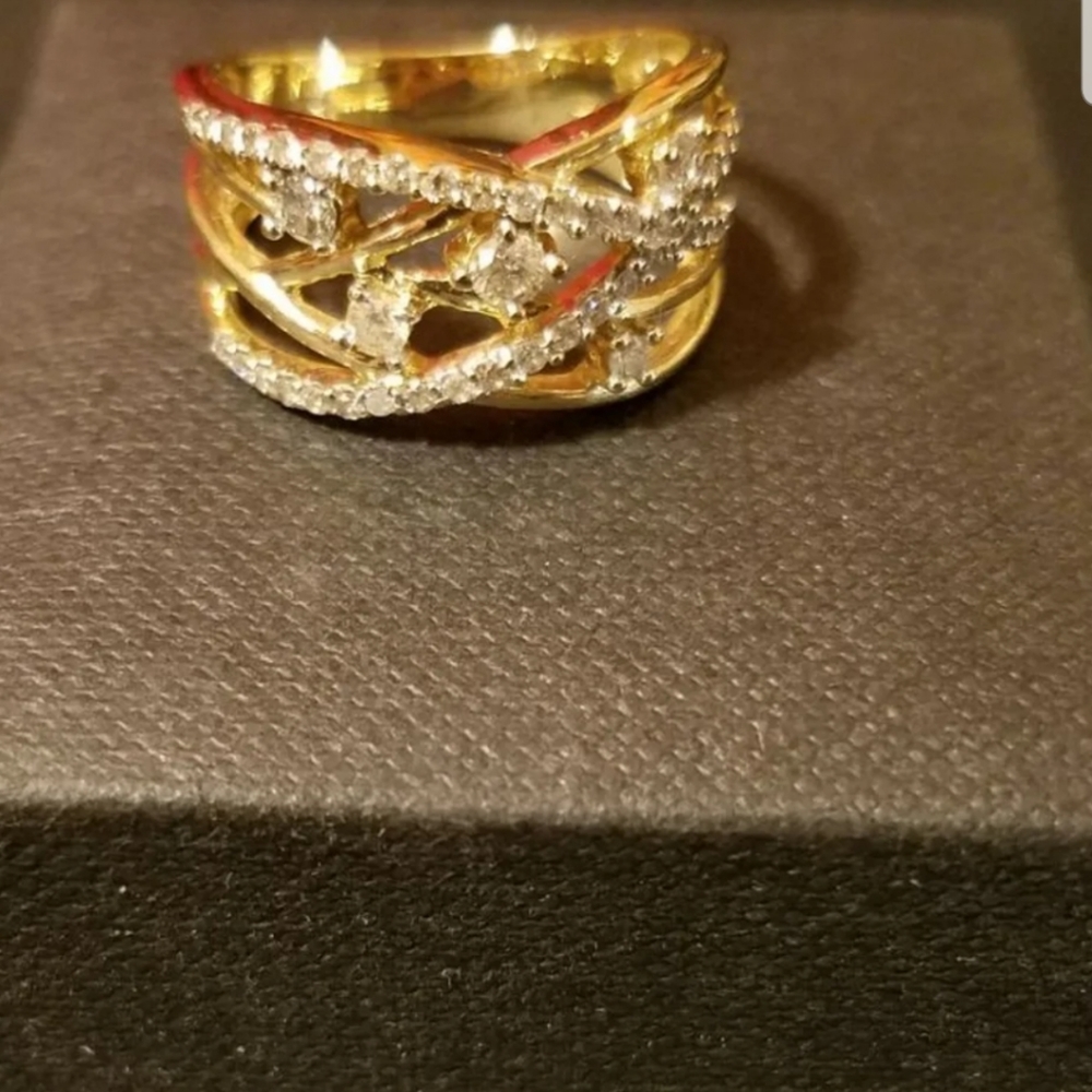 10k yellow gold 1/2 ct diamond ring size 7
